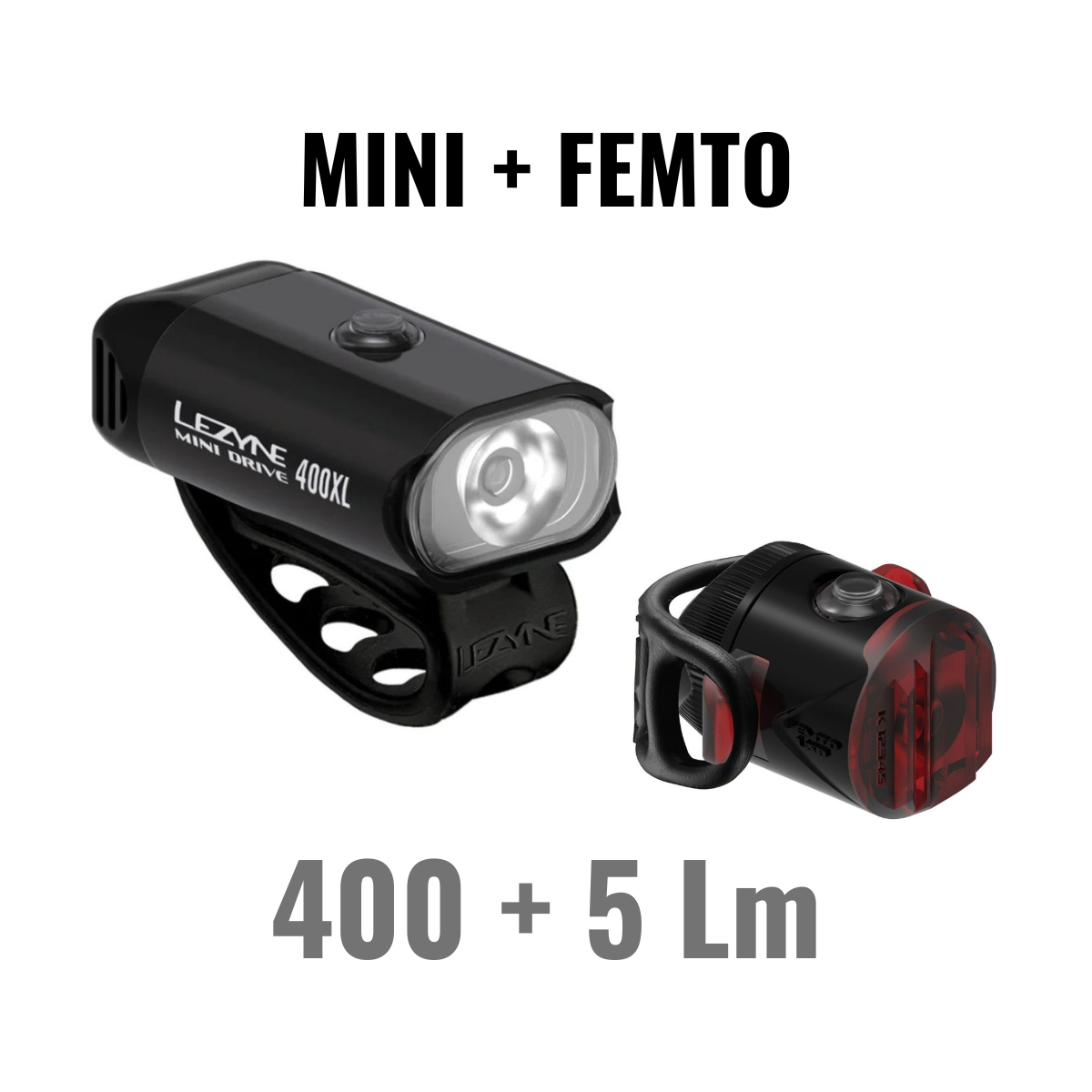 Eclairages Avant et Arrière LEZYNE MINI DRIVE 400XL / FEMTO USB