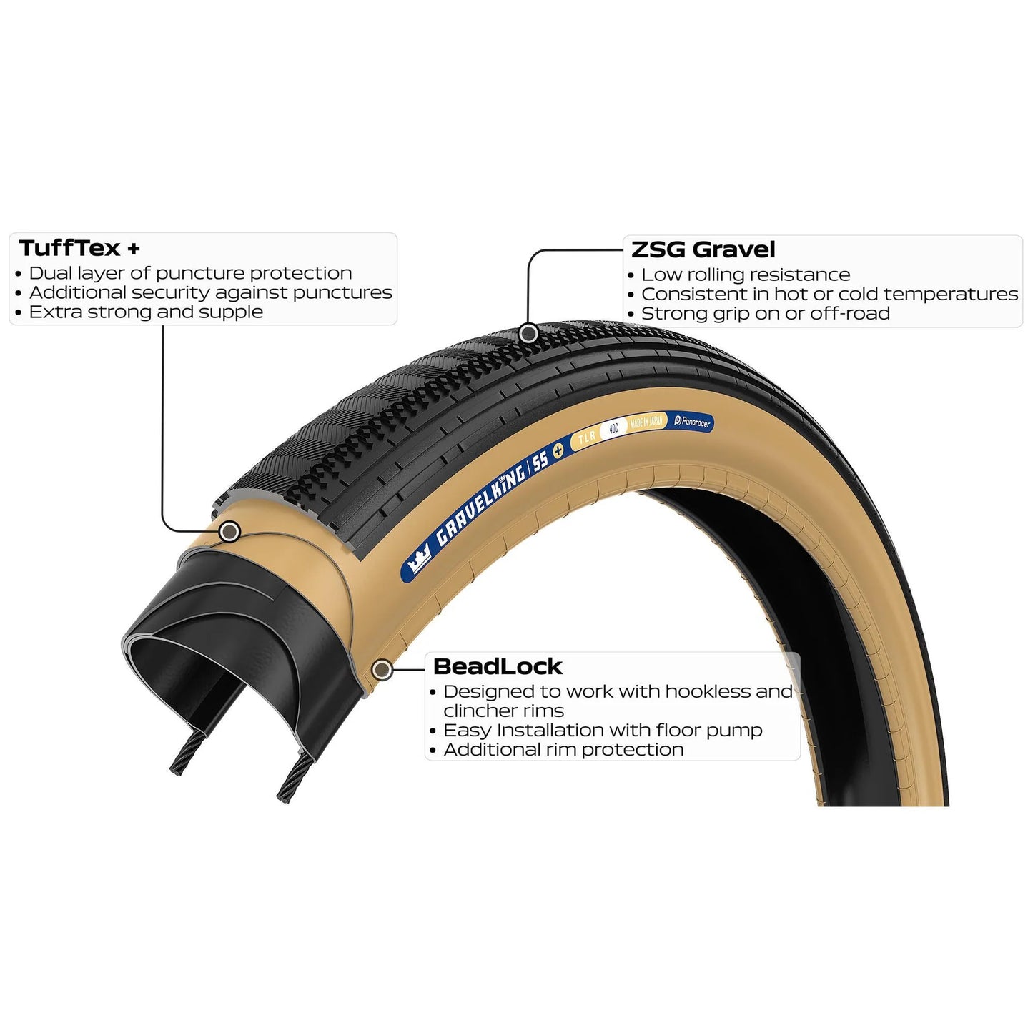 Pneu PANARACER GRAVELKING SEMISLICK+ TLR  700x40c Tubeless Ready Beige