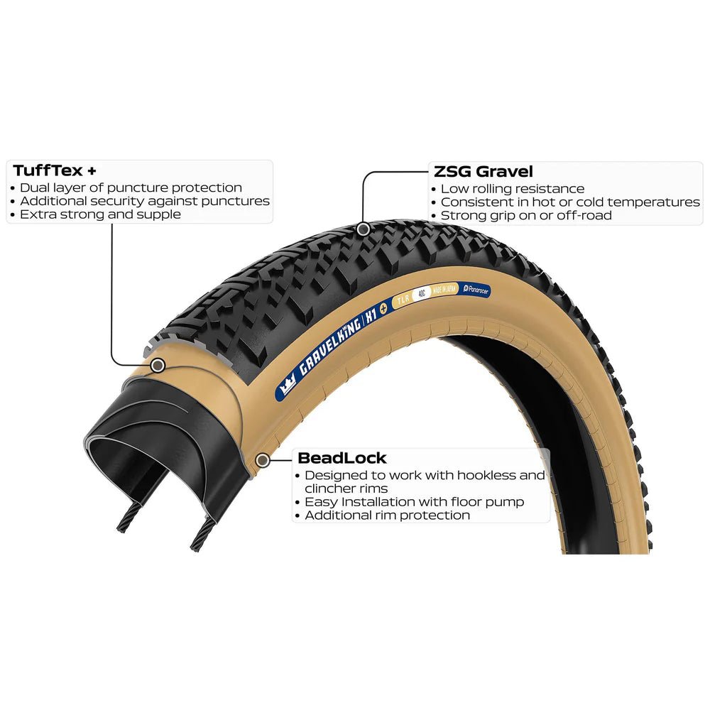 PANARACER GRAVELKING X1+ TLR 700x35c band Tubeless Ready Bruin