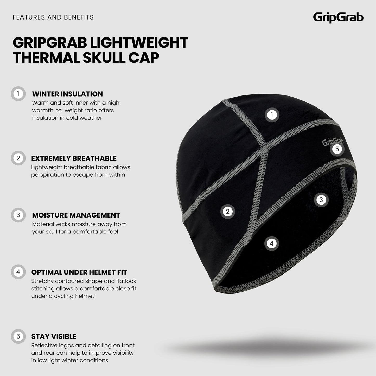 Bonnet Sous Casque GRIPGRAB THERMO Noir