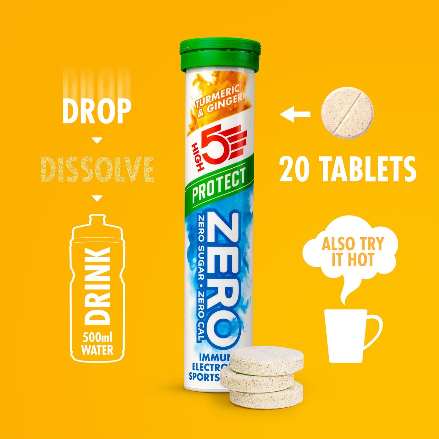 High5 ZERO PROTECT Elektrolytenhydratatie (20 tabletten) Kurkuma Gember