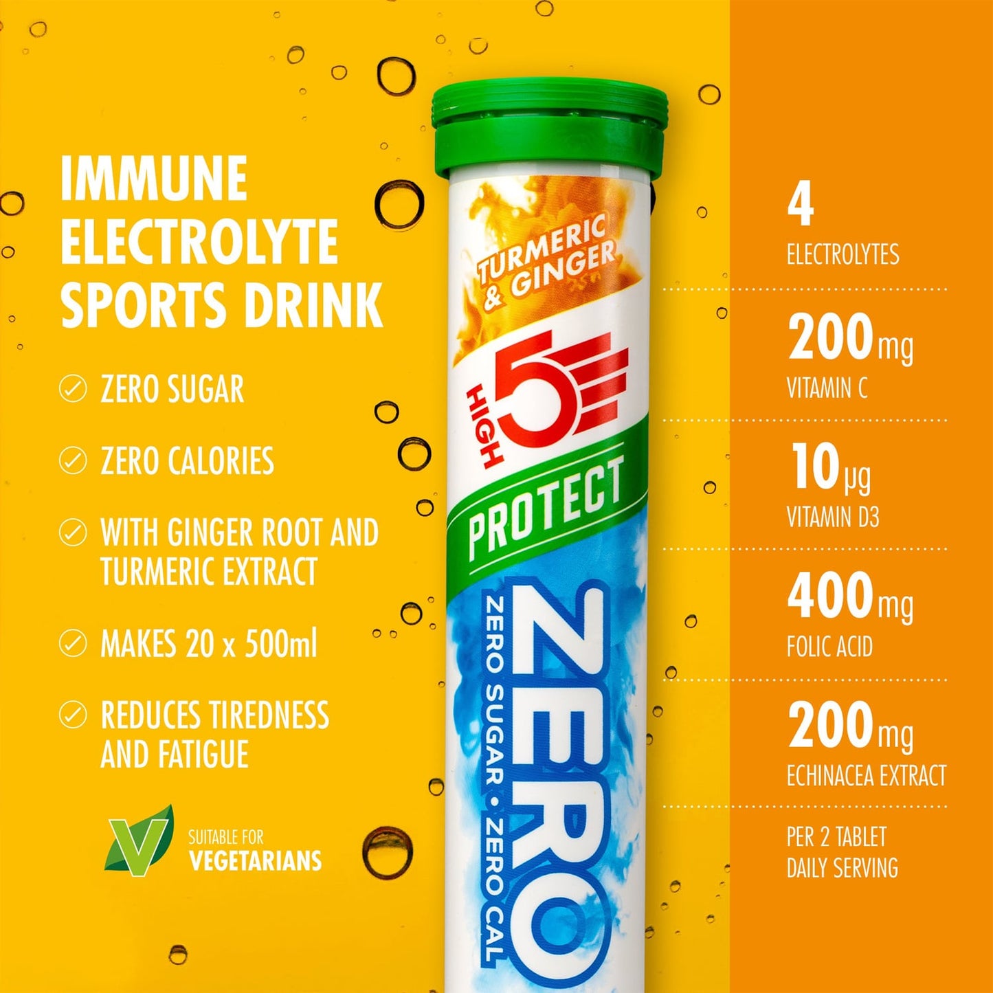 High5 ZERO PROTECT Elektrolytenhydratatie (20 tabletten) Kurkuma Gember