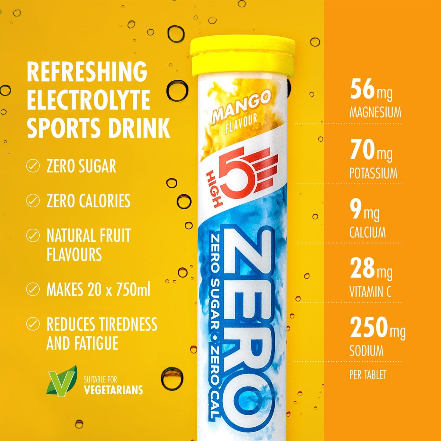 Hydratatietabletten met elektrolyten High5 ZERO (x20) Mango
