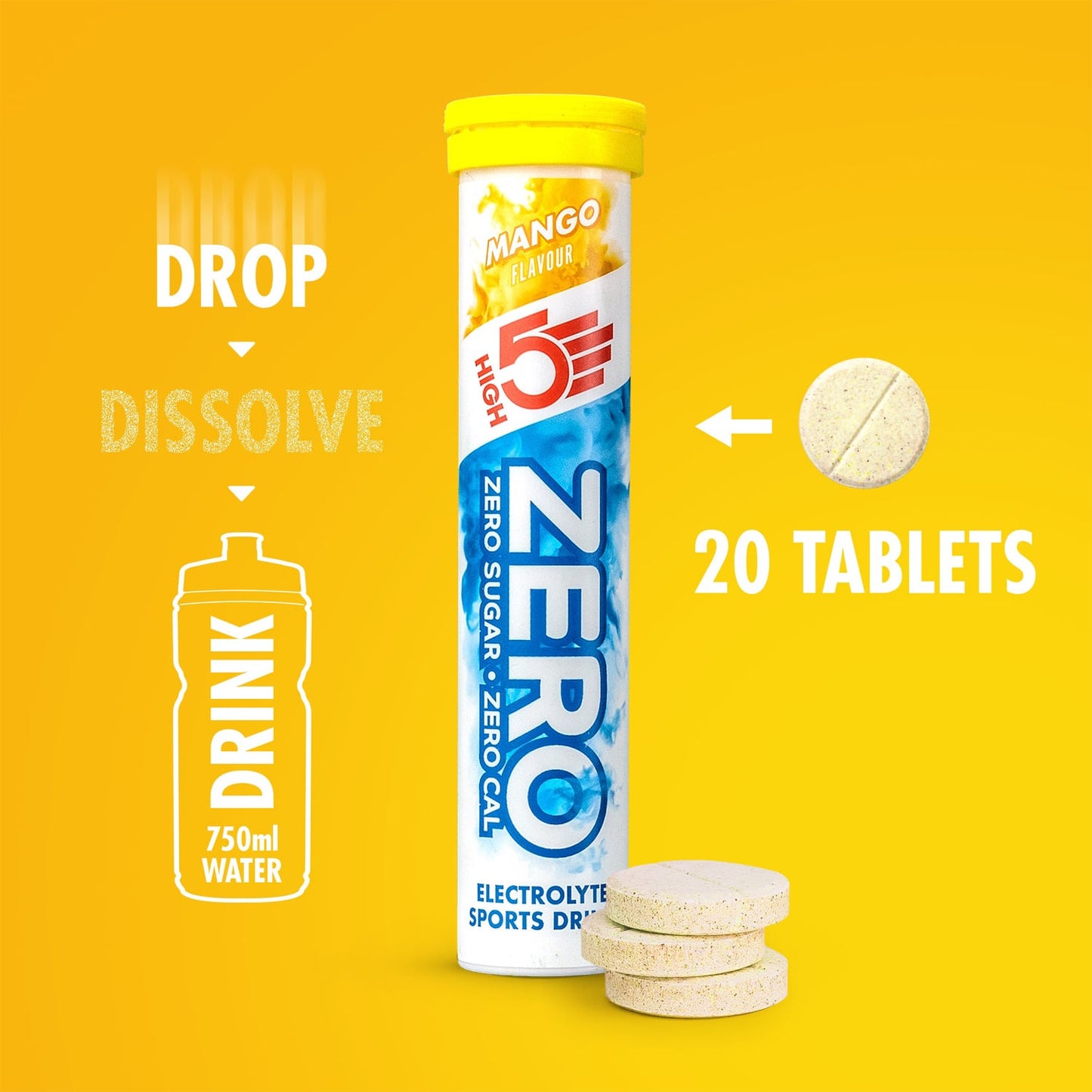 Hydratatietabletten met elektrolyten High5 ZERO (x20) Mango