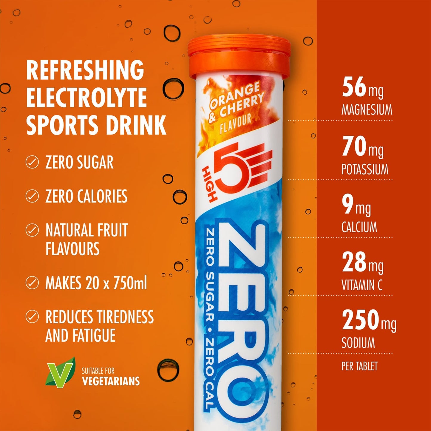 High5 ZERO elektrolyt hydratatietabletten (x20) sinaasappel en kers
