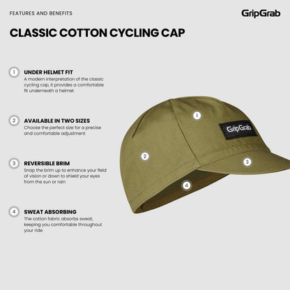 Wielerpet GRIPGRAB CLASSIC COTTON olijfgroen