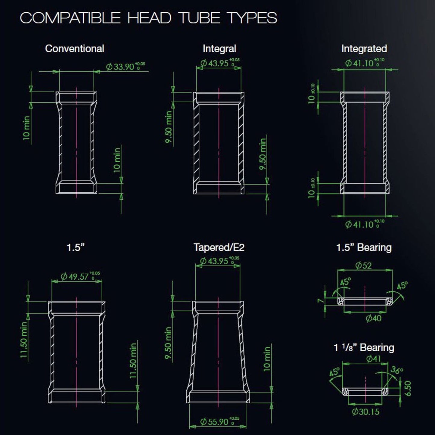 Lage kom voor HOPE PICK'N'MIX Semi-Integrated Balhoofdset 1"1/8 ZS44 Zwart