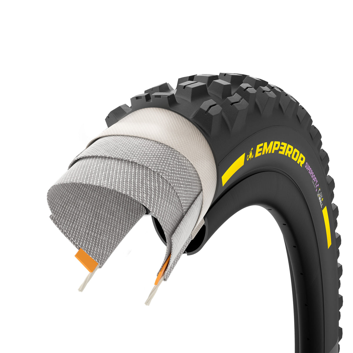 Pneu PIRELLI SCORPION EMPEROR 27.5x2.40 Supersoft DH+Wall Tubeless Ready Souple Noir/Jaune Team Edition