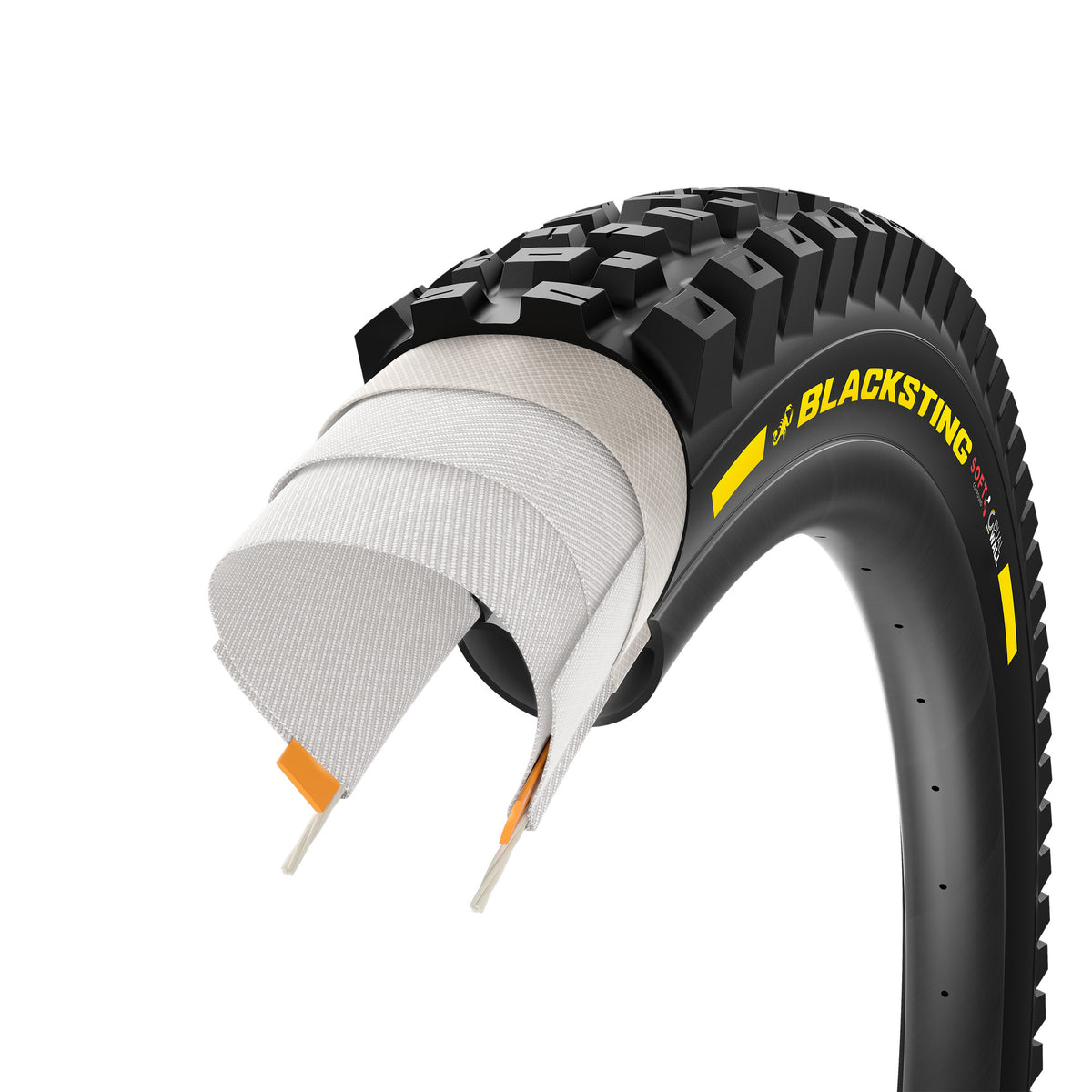 PIRELLI SCORPION BLACK STING buitenband 27.5x2.40 Soft DualWall Tubeless Ready vouwband zwart/geel Team Edition