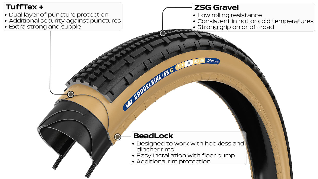 Pneu PANARACER GRAVELKING SK+ TLC 700x45c Tubeless Ready Beige