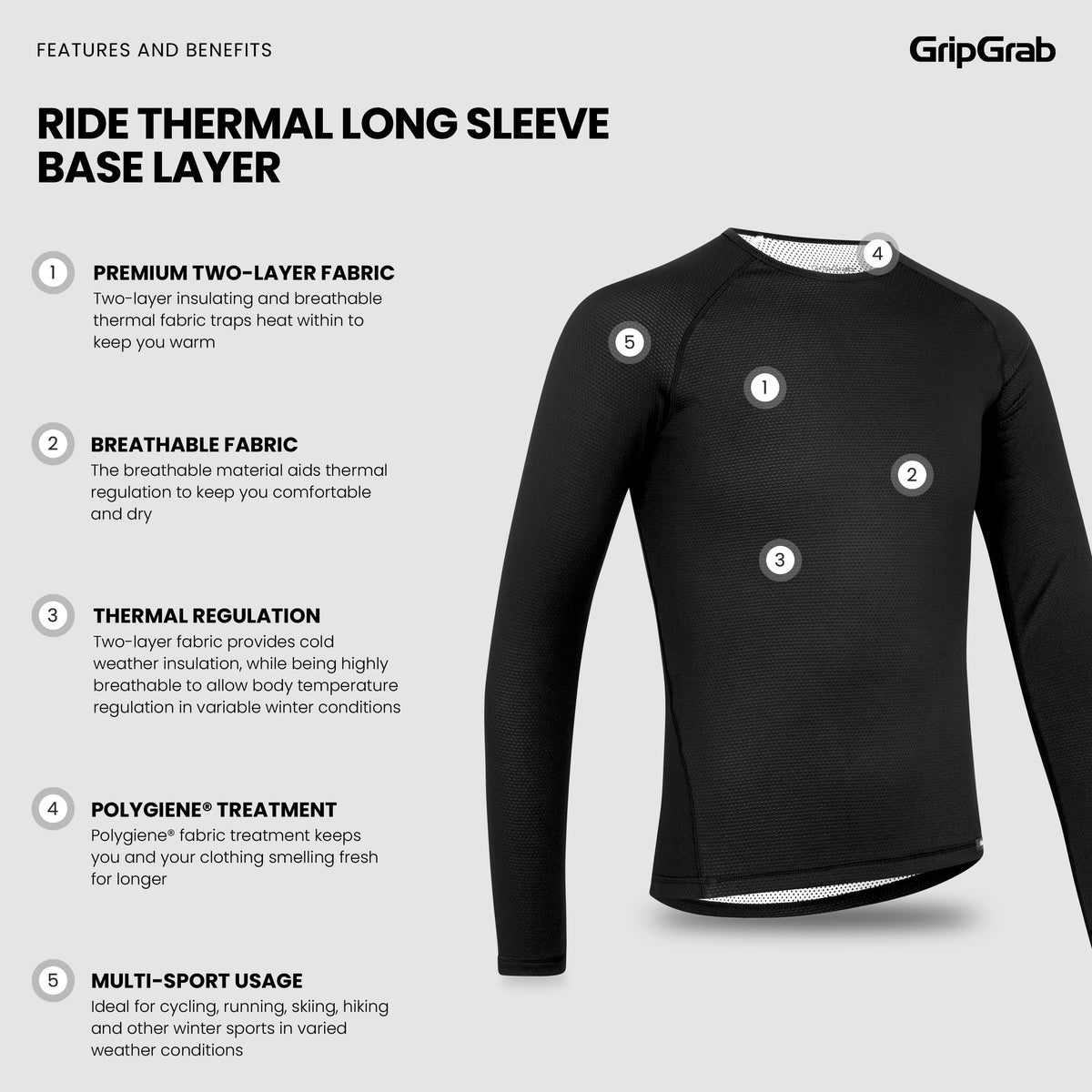 GRIPGRAB RIDE THERMISCH ONDERSHIRT MET LANGE MOUWEN ZWART