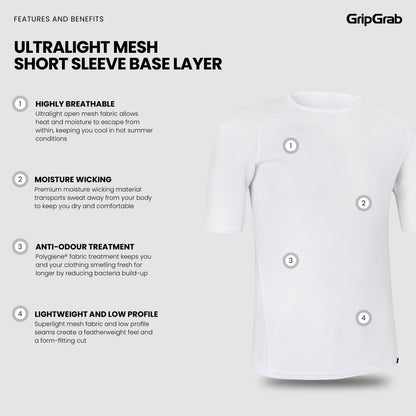 Sous-Vêtement Manches Courtes GRIPGRAB ULTRALIGHT MESH Blanc