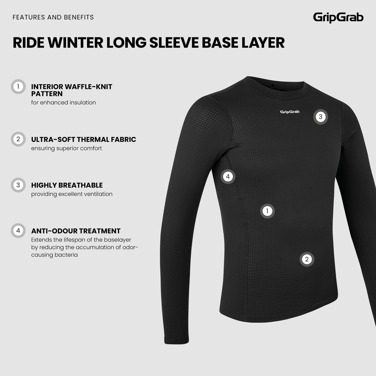 Sous-Vêtement Manches Longues GRIPGRAB RIDE WINTER Noir