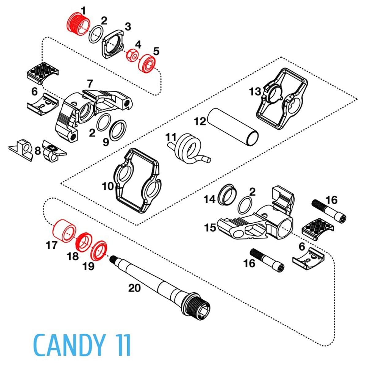 Revisieset voor CRANKBROTHERS EGGBEATER / CANDY 11 Pedalen #16229