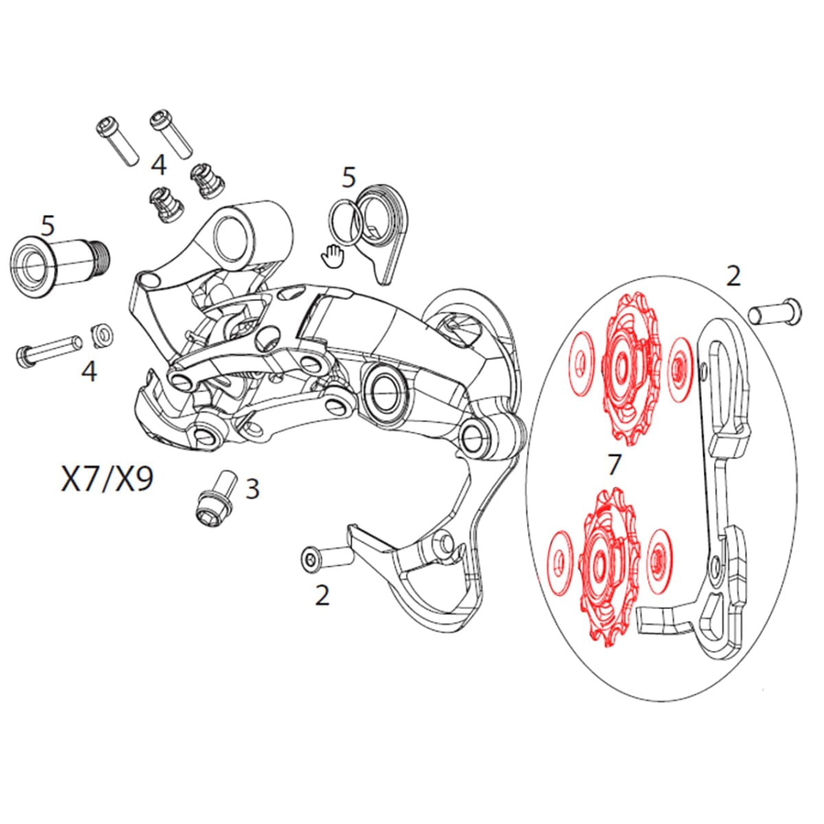 Galets de Dérailleur Arrière SRAM X9/X /GX Type 2 2x10V (x2)