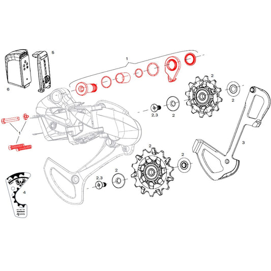 Kit Vis de Fixation et de Réglage Pour Dérailleur Arrière SRAM X01 Eagle AXS #11.7518.092.001