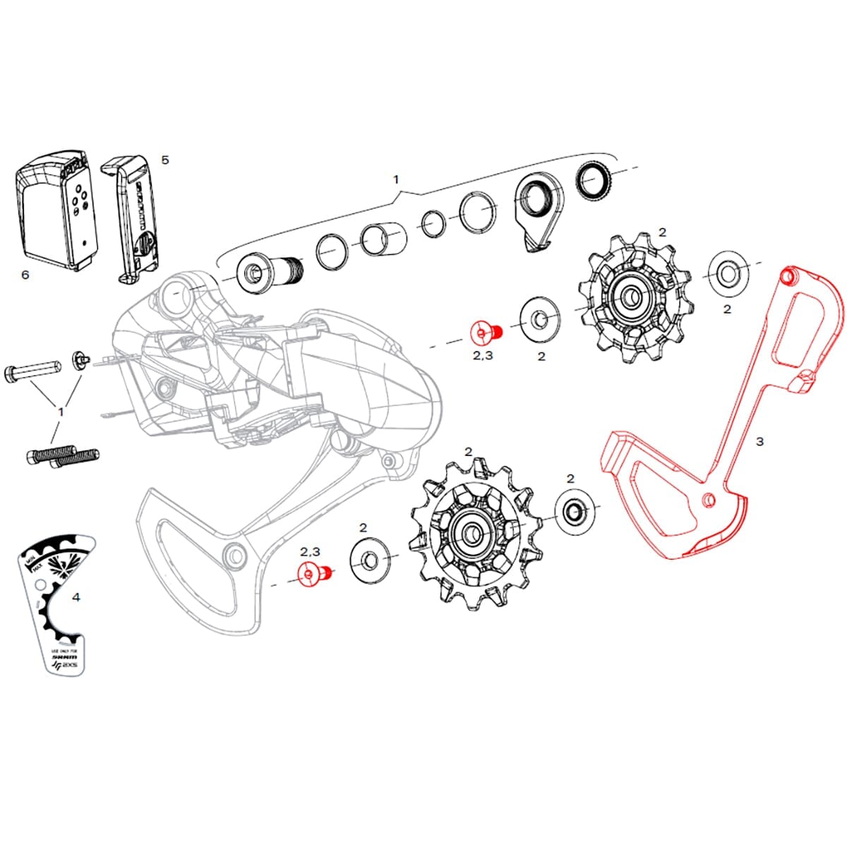 Chape Interne de Dérailleur Arrière 12V SRAM XX1 EAGLE AXS Lunar