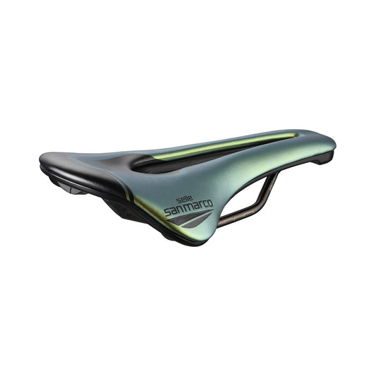 Zadel SAN MARCO SHORTFIT 2.0 OPEN-FIT RACING S3 Breedte 144mm Stalen rails Xsilite Goud