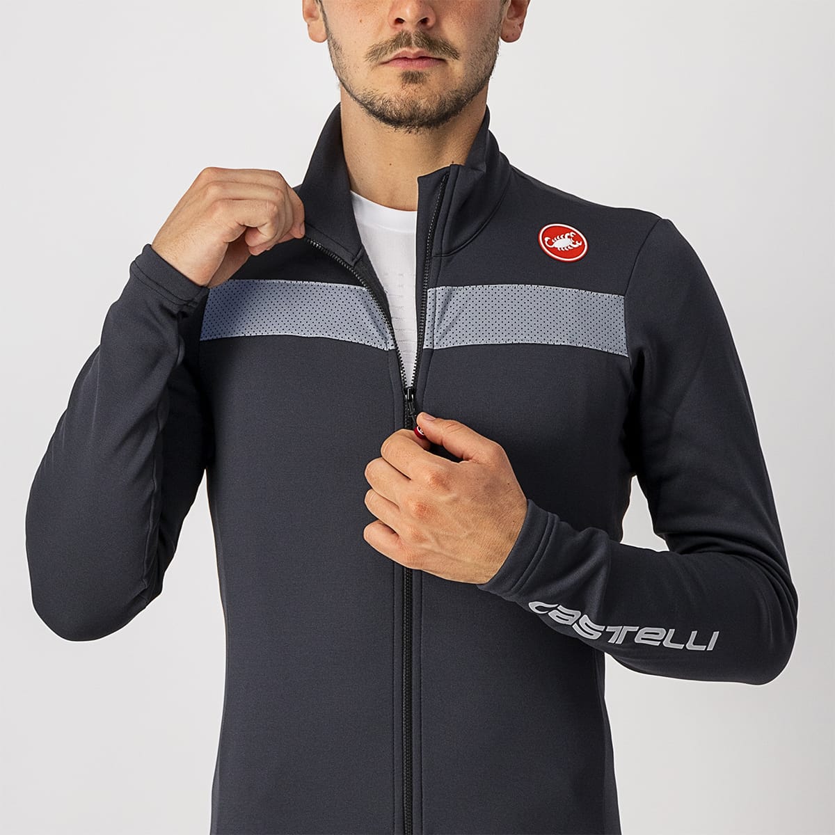 CASTELLI PURO 3 FZ Lange Mouw Jersey Zwart/Grijs