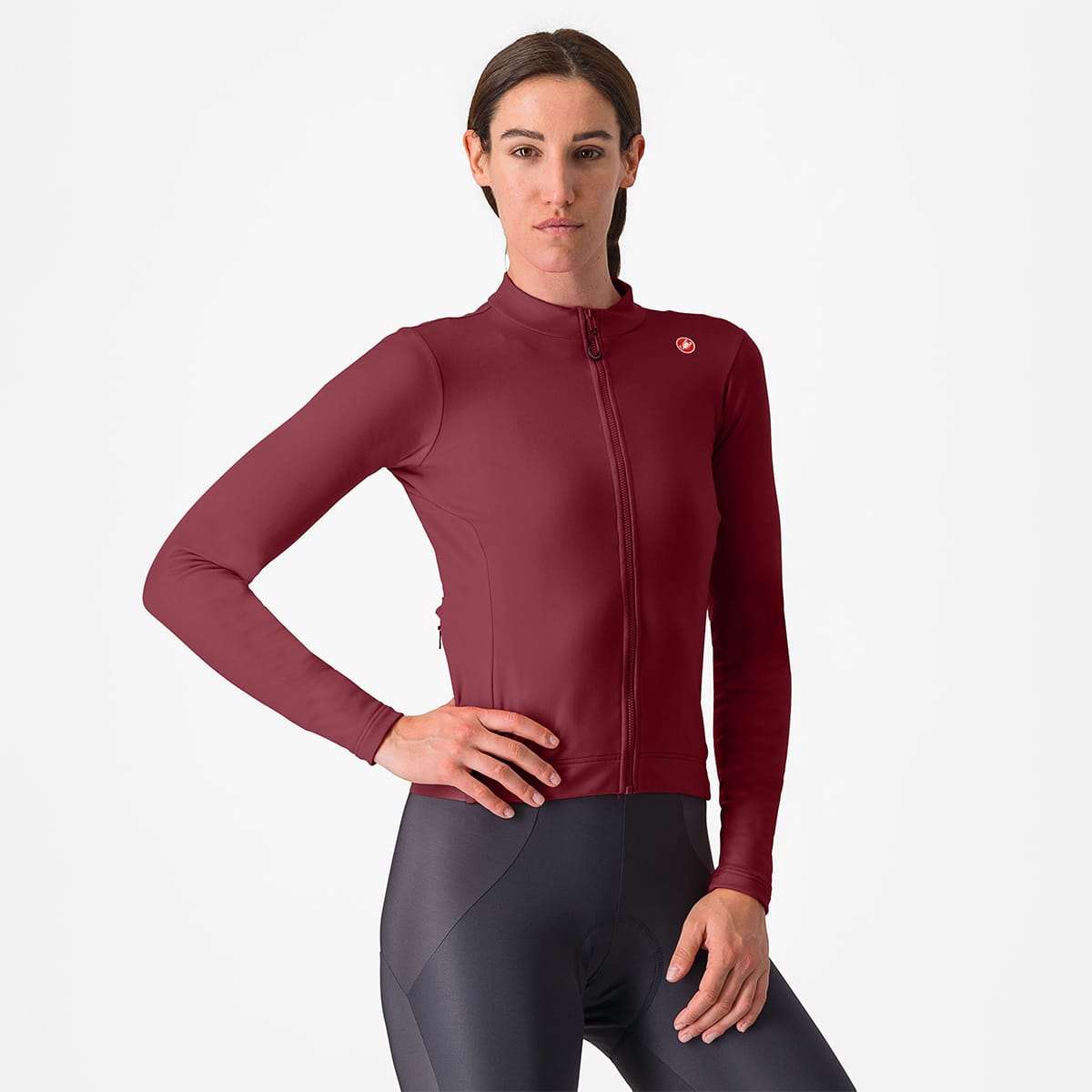 Maillot CASTELLI ESPRESSO THERMAL Femme Manches Longues Bordeaux