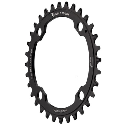 WOLF TOOTH 104 BCD 12V Shimano 4 gaten 104mm zwart kettingblad