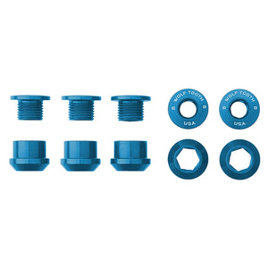 Kit 5 Bouten en Schoorsteenmoeren M8x6 mm WOLF TOOTH 1X Blauw