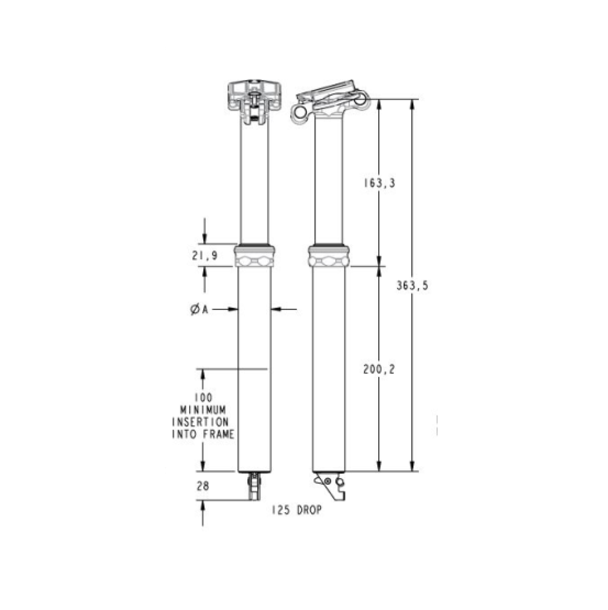 FOX RACING SHOX TRANSFER FACTORY 125mm telescopische zadelpen