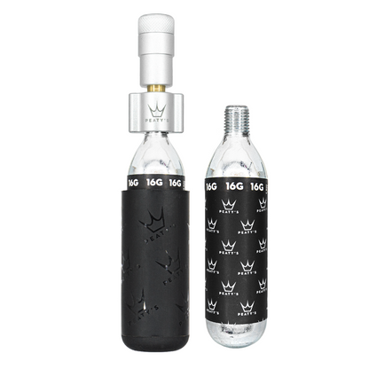 CO2-inflator PEATY'S HOLESHOT ROAD/GRAVEL + 2 Gedraaide CO2-patronen 16 g Zilver