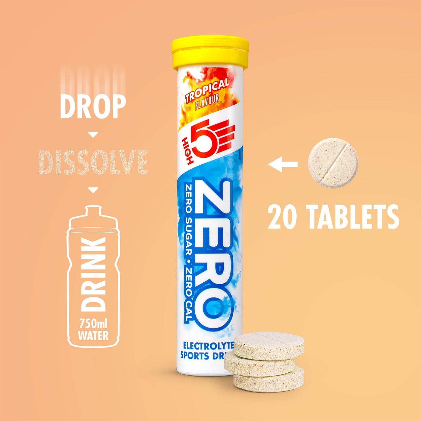 Pastilles d'Hydratation Electrolytes HIGH5 ZERO (x20) Tropical