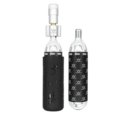 CO2-inflator PEATY'S HOLESHOT MTB + 2 Gedraaide CO2-patronen 25 g Zilver