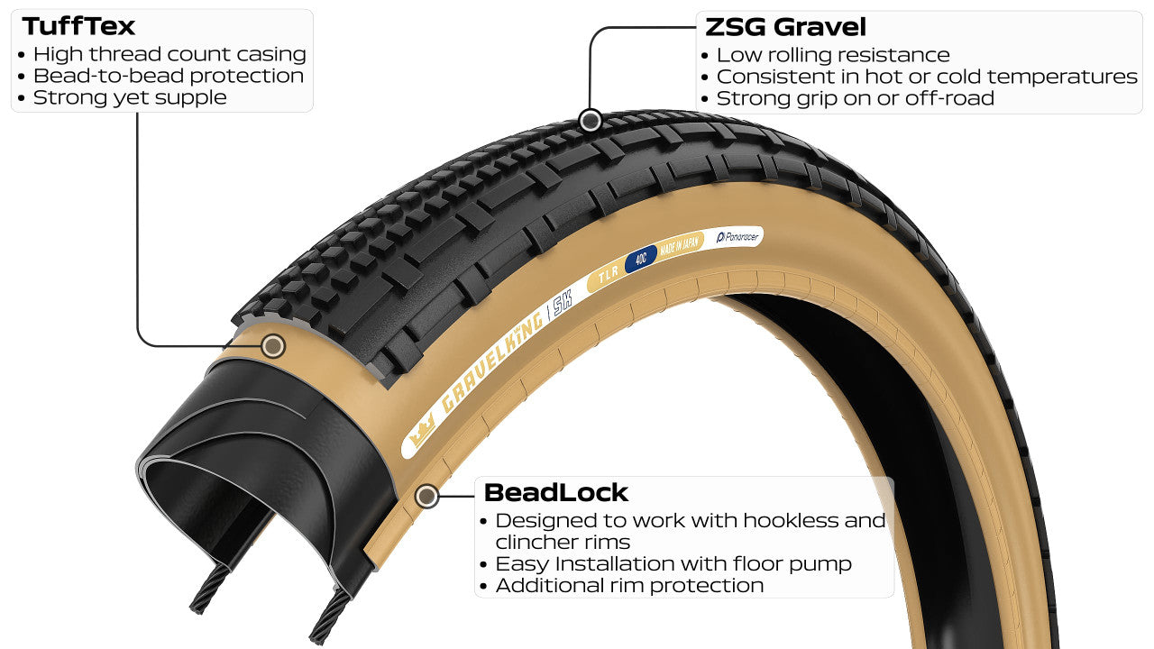 Pneu PANARACER GRAVELKING SK TLR 700x45c Tubeless Ready Noir