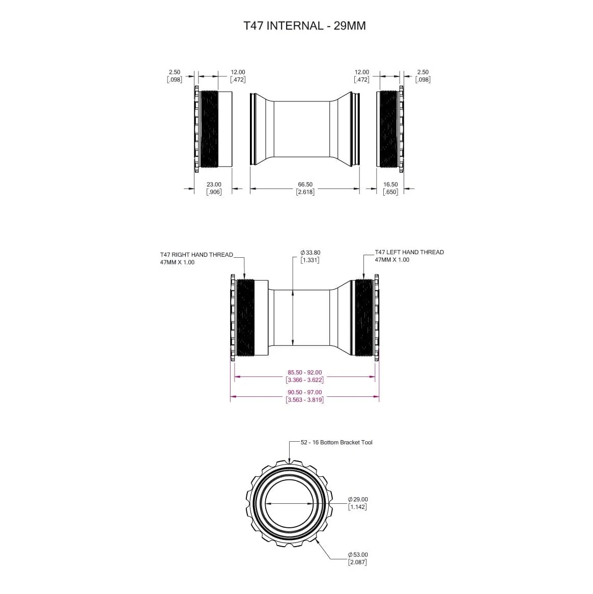 WOLFTOOTH T47 29mm SRAM DUB Purple crankstel