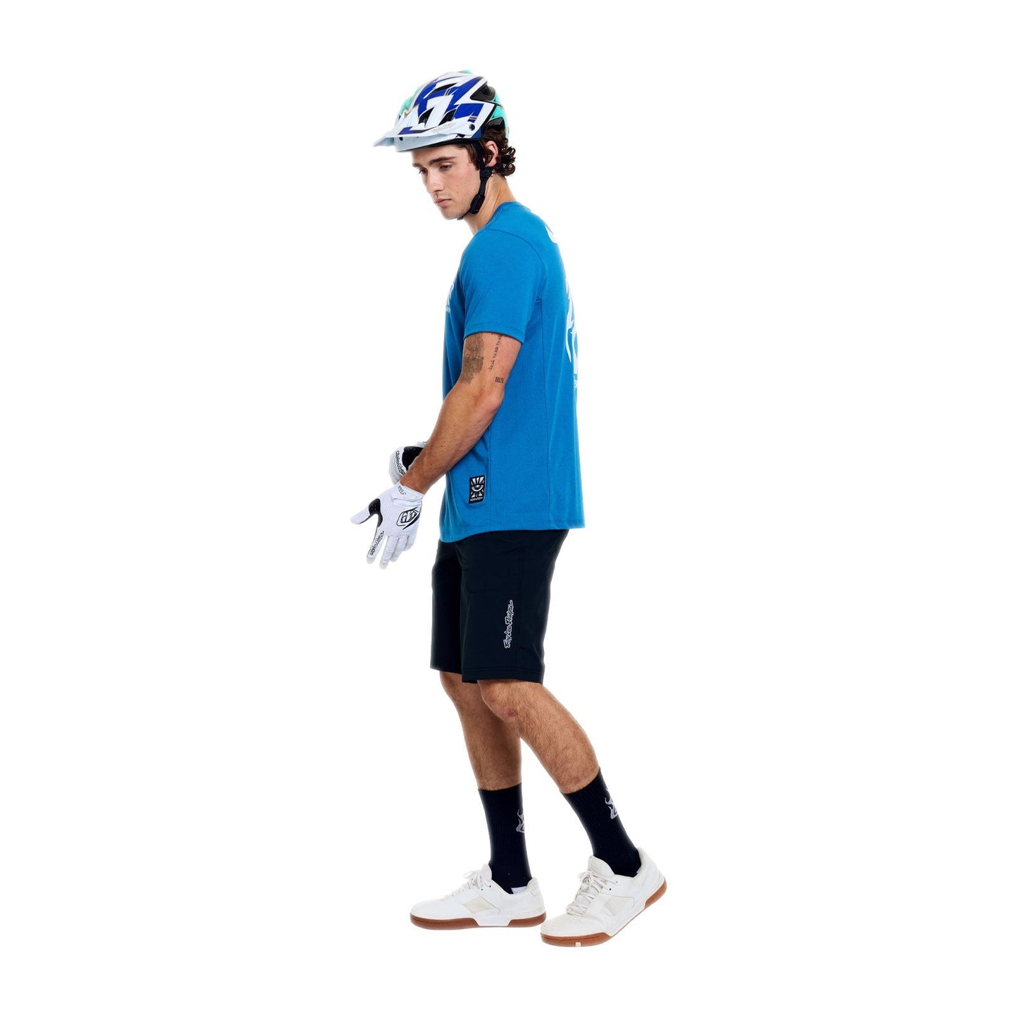 TROY LEE DESIGNS SKYLINE RIDE ONE EYE AERO Jersey Korte Mouw Blauw