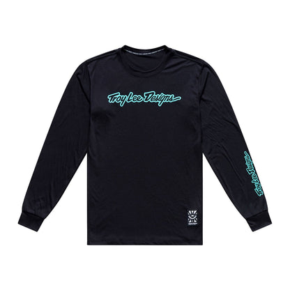 Shirt TROY LEE DESIGNS SKYLINE RIDE SIGNATURE Lange Mouwen Zwart/Turquoise
