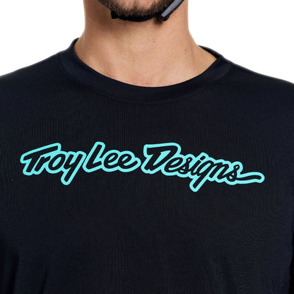Shirt TROY LEE DESIGNS SKYLINE RIDE SIGNATURE Lange Mouwen Zwart/Turquoise