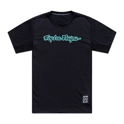 Shirt TROY LEE DESIGNS SKYLINE RIDE SIGNATURE Korte Mouwen Zwart/Turquoise