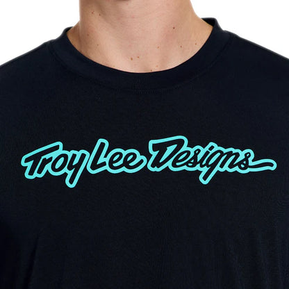 Shirt TROY LEE DESIGNS SKYLINE RIDE SIGNATURE Korte Mouwen Zwart/Turquoise