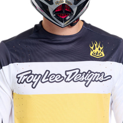 Shirt TROY LEE DESIGNS SPRINT PRO YO MOTO Lange Mouwen Zwart/Geel
