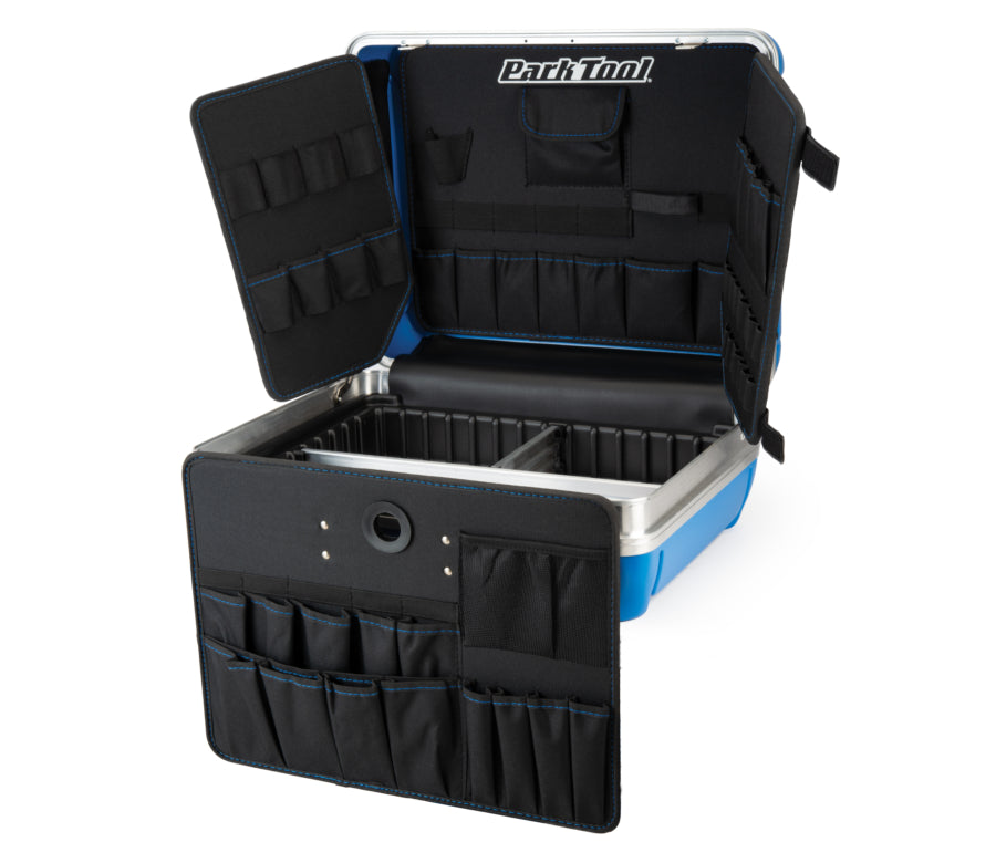 Geopende Park Tool BX-2.2-koffer van voren gezien