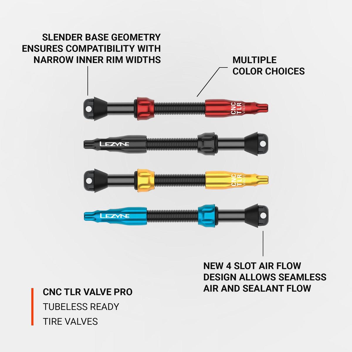 Lot de 2 Valves Tubeless LEZYNE CNC PRO 80mm Noir