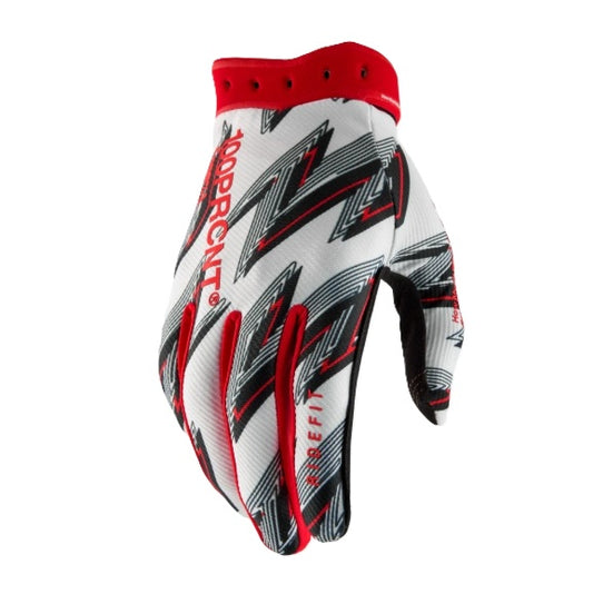 Gants 100% RIDEFIT Blanc/Rouge