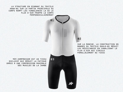 Combinaison ASSOS  EQUIPE RS RAPIDFIRE S11 Blanc/Noir