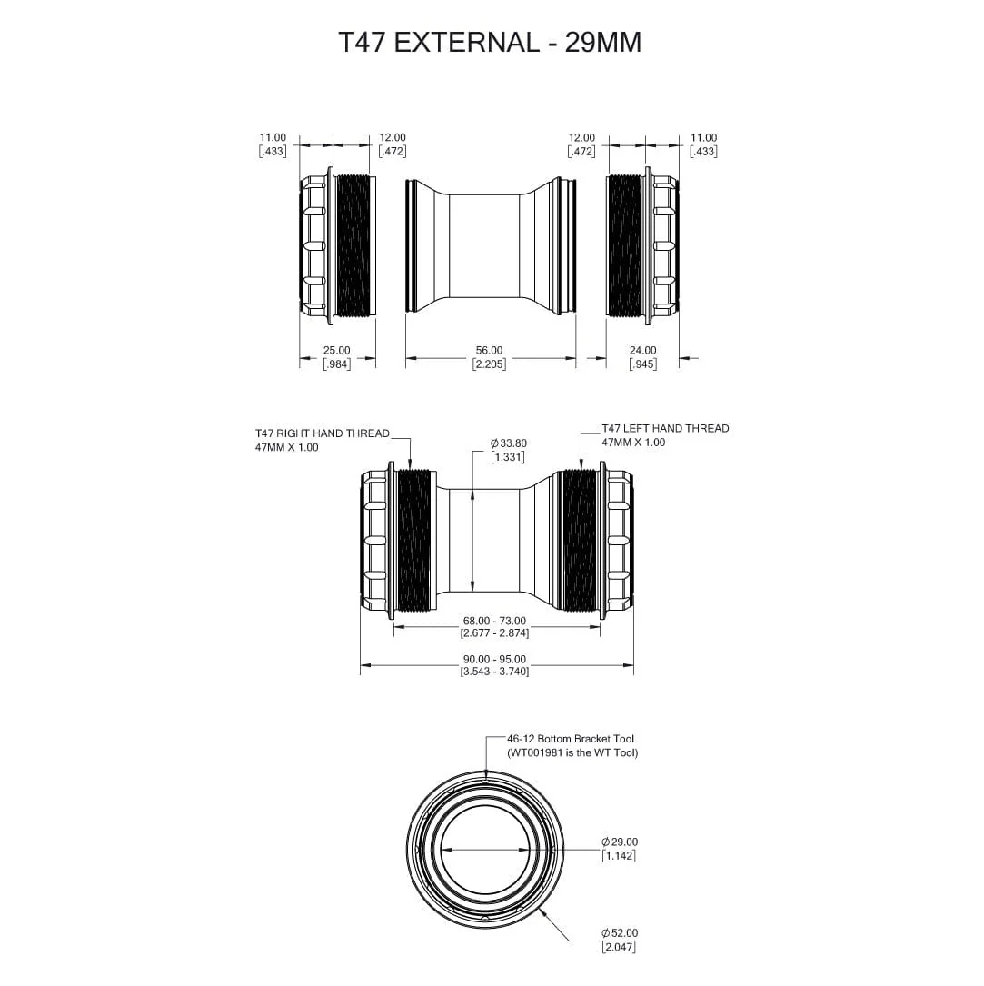WOLFTOOTH T47 Extern 29mm SRAM DUB Orange crankstel