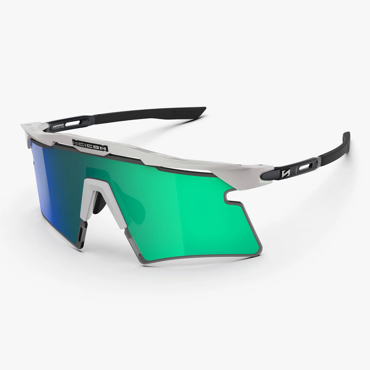 Zonnebril SCICON AEROSHADE 2.0 TITANIUM Wit Metaal Multimirror Lens Blauw Groen + Roze