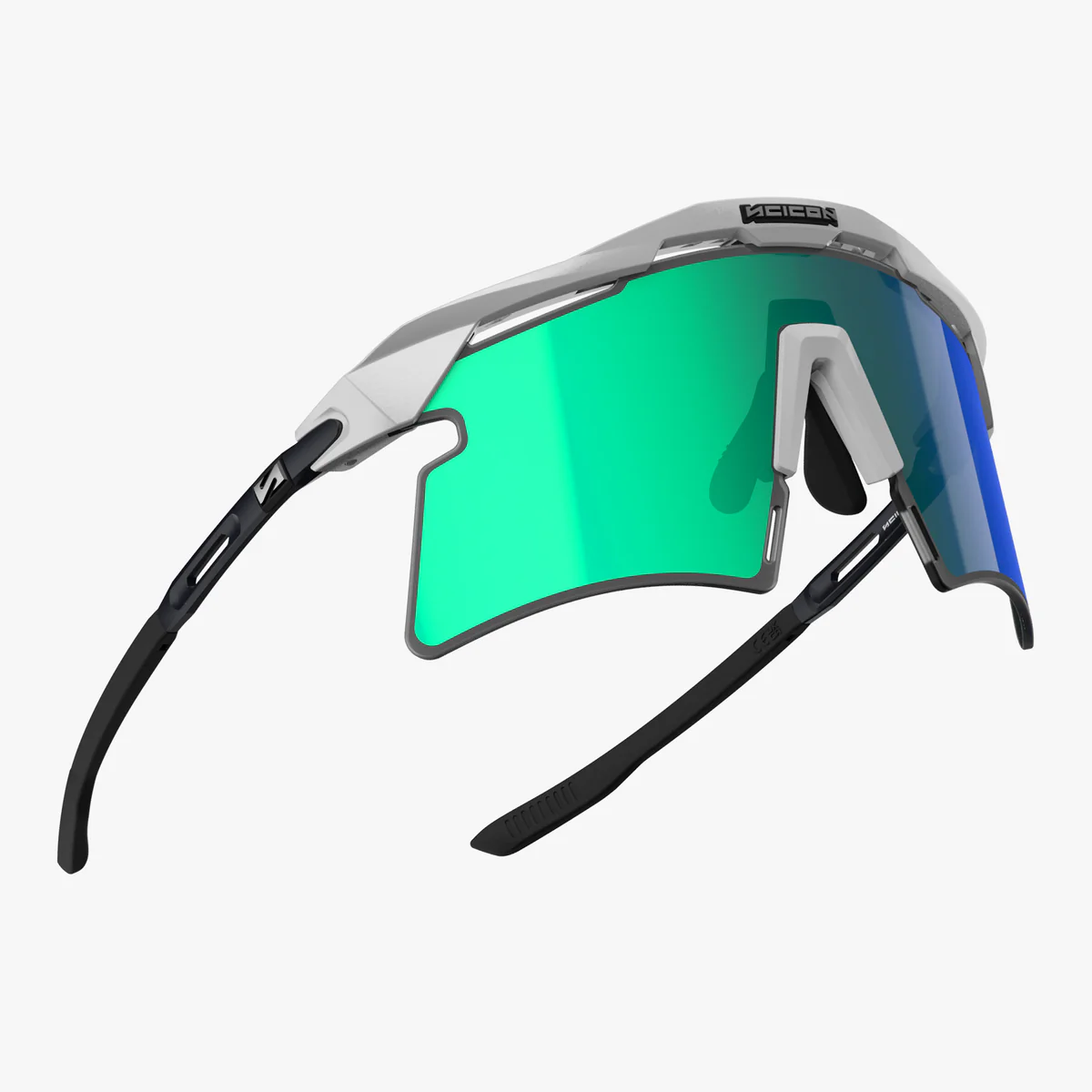 Zonnebril SCICON AEROSHADE 2.0 TITANIUM Wit Metaal Multimirror Lens Blauw Groen + Roze