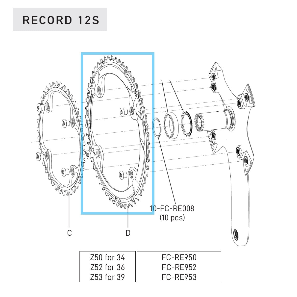 Plateau Exterieur 12V CAMPAGNOLO RECORD