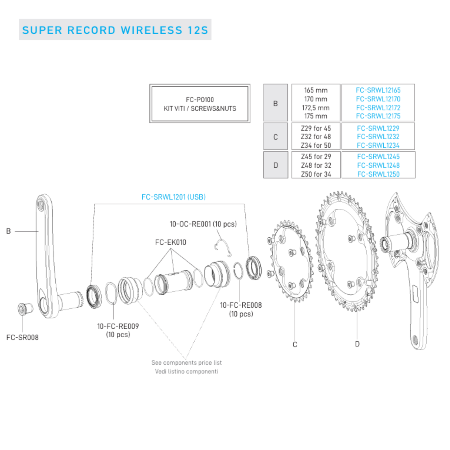 Pédalier 12V CAMPAGNOLO SUPER RECORD WRL Capteur de Puissance