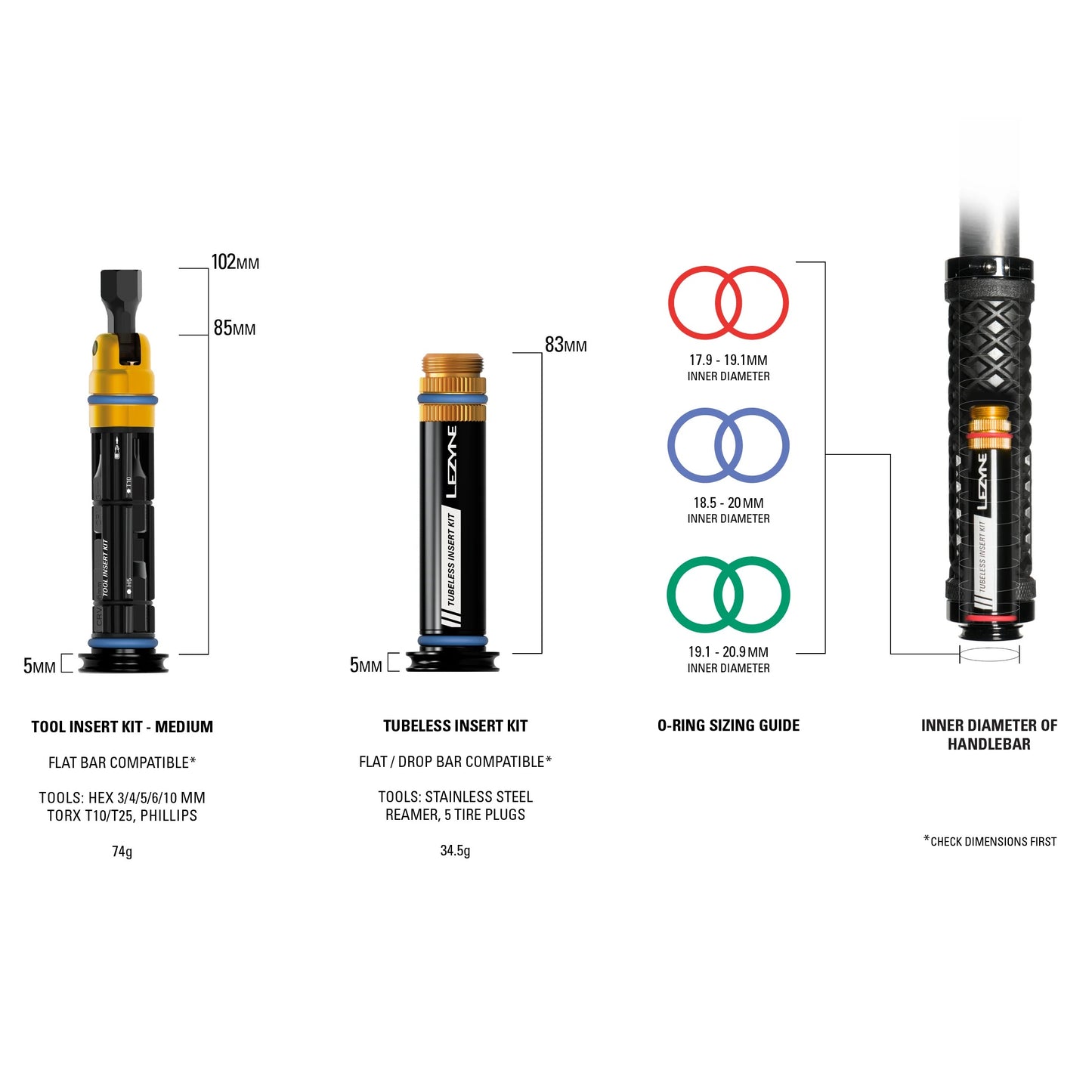 Kit de Réparation Tubeless + Multi-Outils M Intégré Cintre LEZYNE DUAL