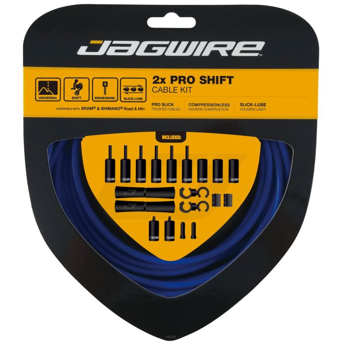 JAGWIRE ROAD AND MOUNTAIN PRO derailleurkabels en -slangen set blauw SID