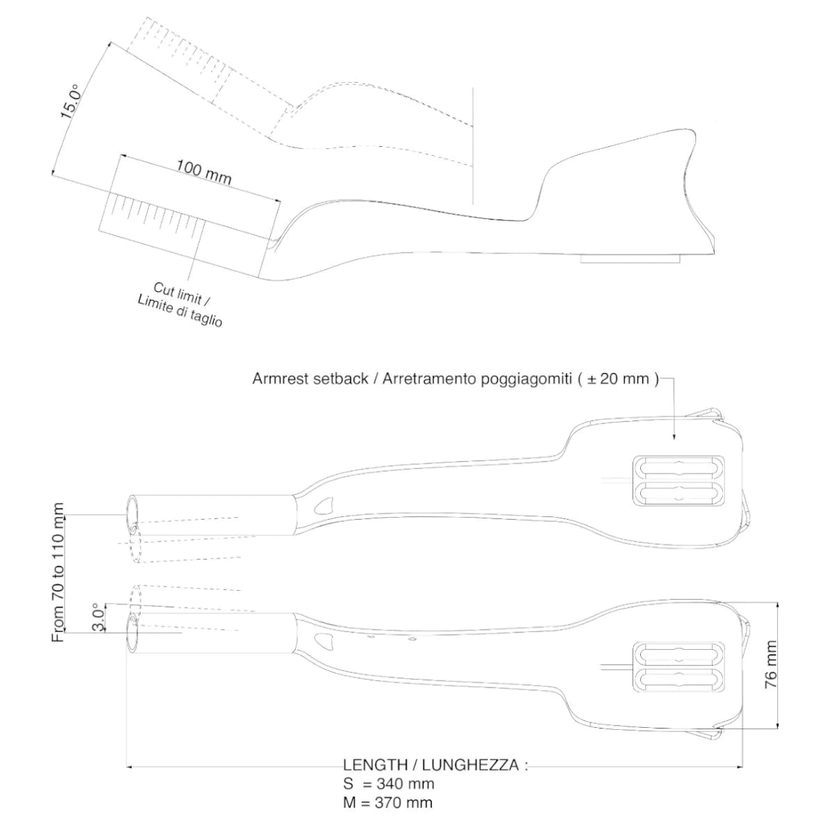 DEDA JET TWO CARBON stuurverbreders Maat M